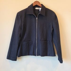 Angee Womens Wool Blend Full Zip Jacket Size 10 Black Vintage Classic Neutral